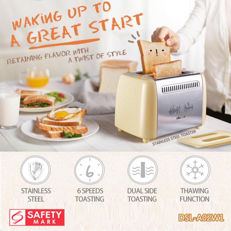 Bear 2 Slice Pop-up Bread Toaster (DSL-A02W1)