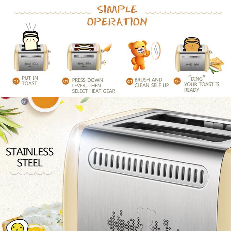 Bear 2 Slice Pop-up Bread Toaster (DSL-A02W1)