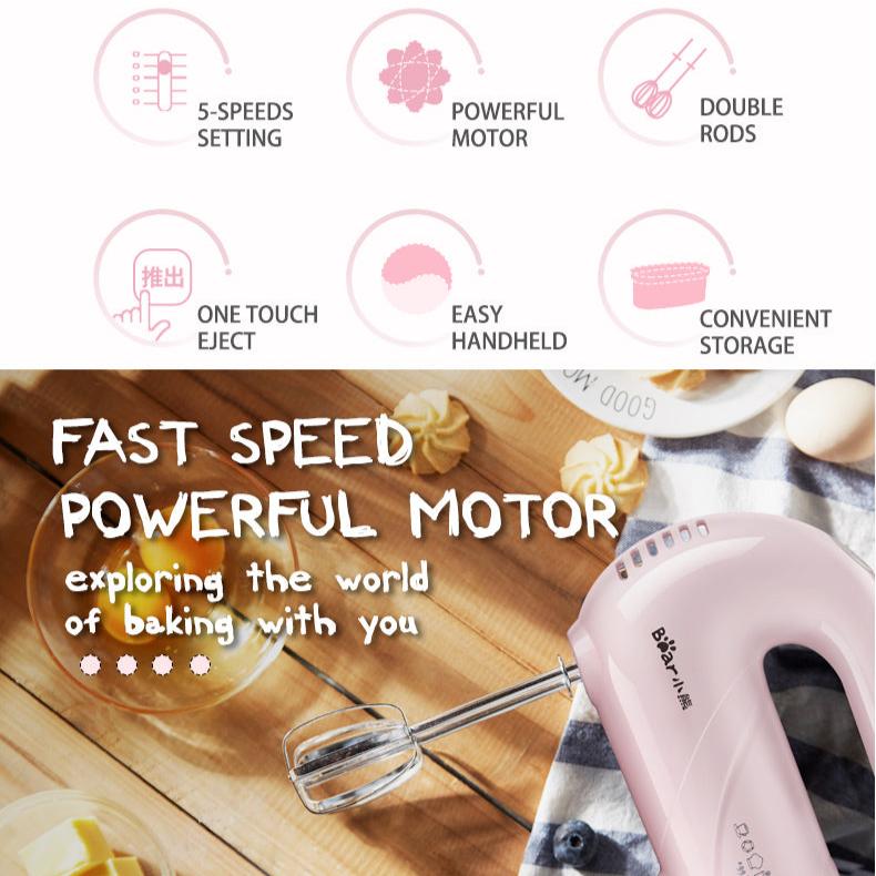 Bear Hand Mixer With 5 Speeds & Eject Function (DDQ-A01G1)