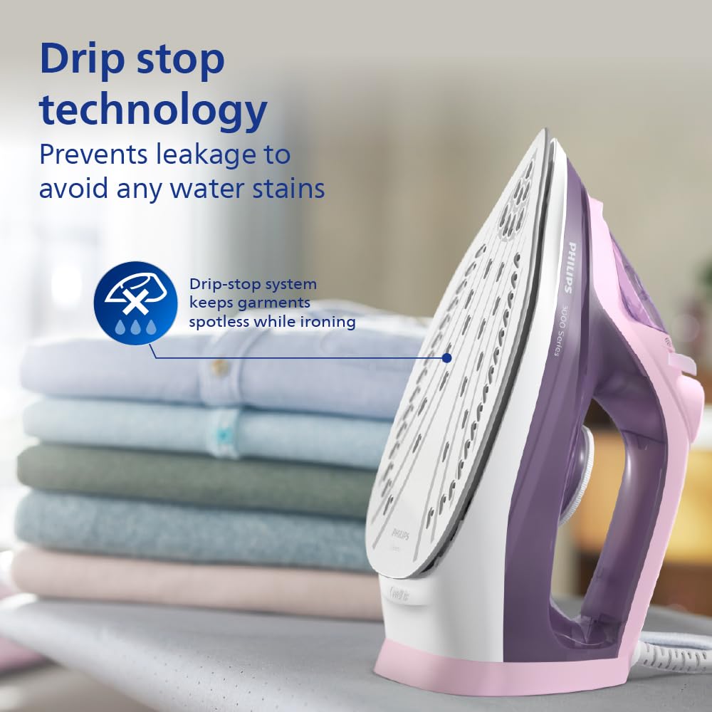 Philips 3000 Series Steam Iron (Pink/Violet) - DST3020/30 - Emp