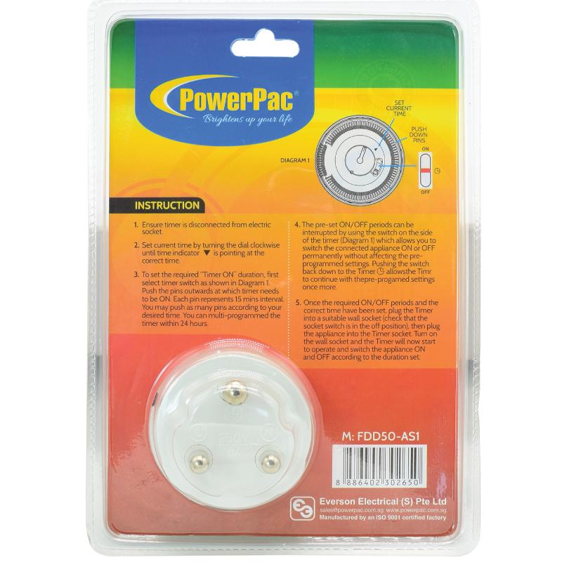 24 hrs Timer, 15 amp Timer, Timer Mechanical plug for Air Con (FDD50-AS1)