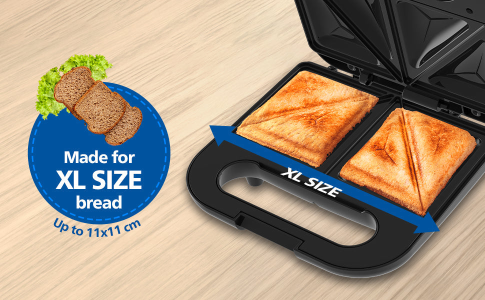 Philips 4-Slice Sandwich Maker 800W UHD Plates - HD3000/80