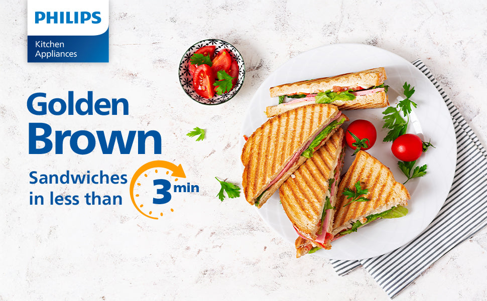 Philips HD3010/80 Sandwich Maker 700W Flat & Grilled Plates - EMP