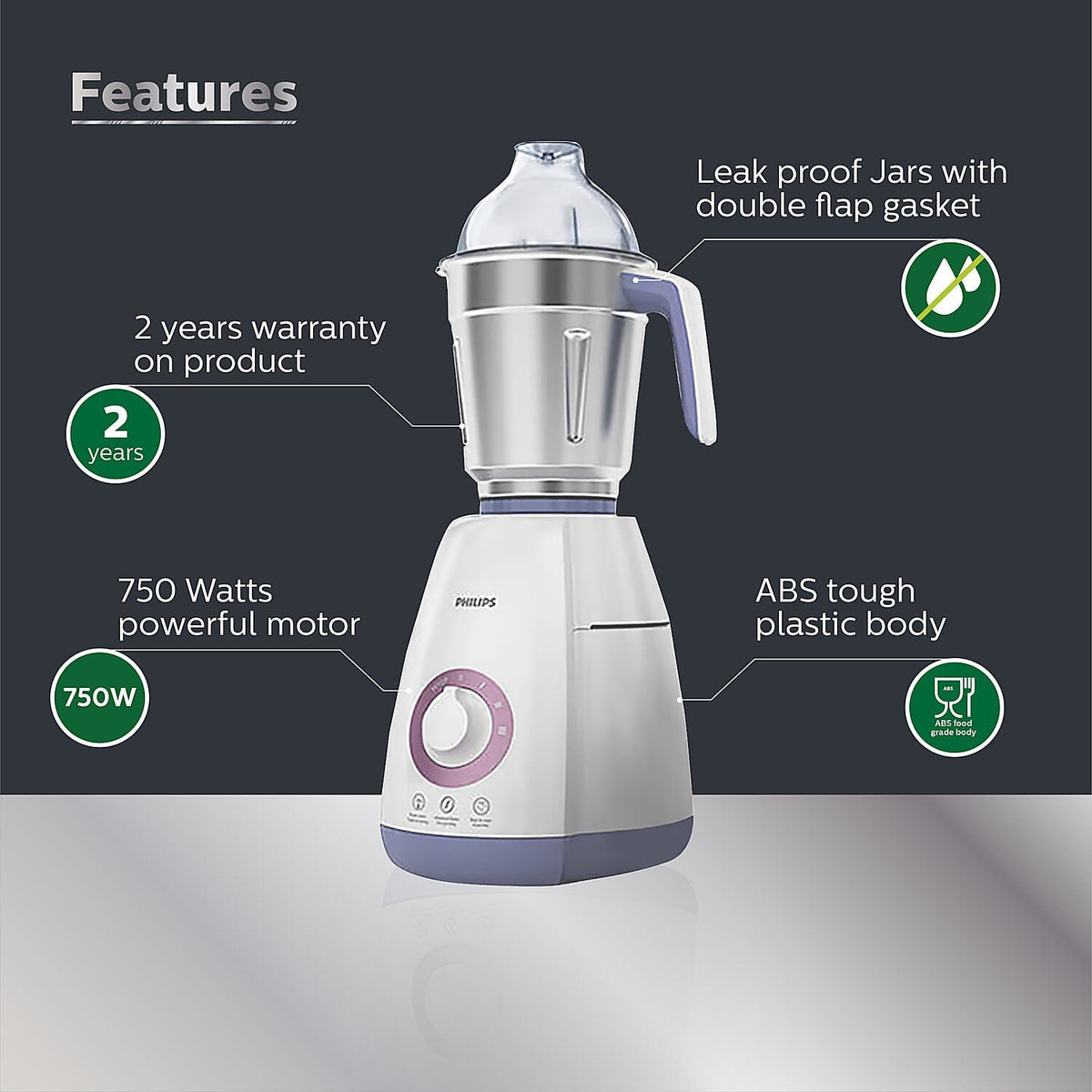 Refurbished Philips Mixer Grinder 4 Jar 750W - HL7701/01