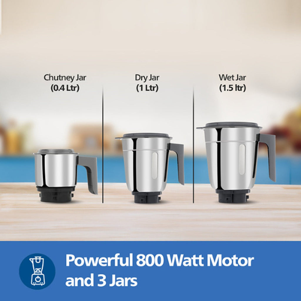 Philips 800 Watt Powerful motor mixer grinder with MicroGrind Technology in Grey colour - HL7770/00