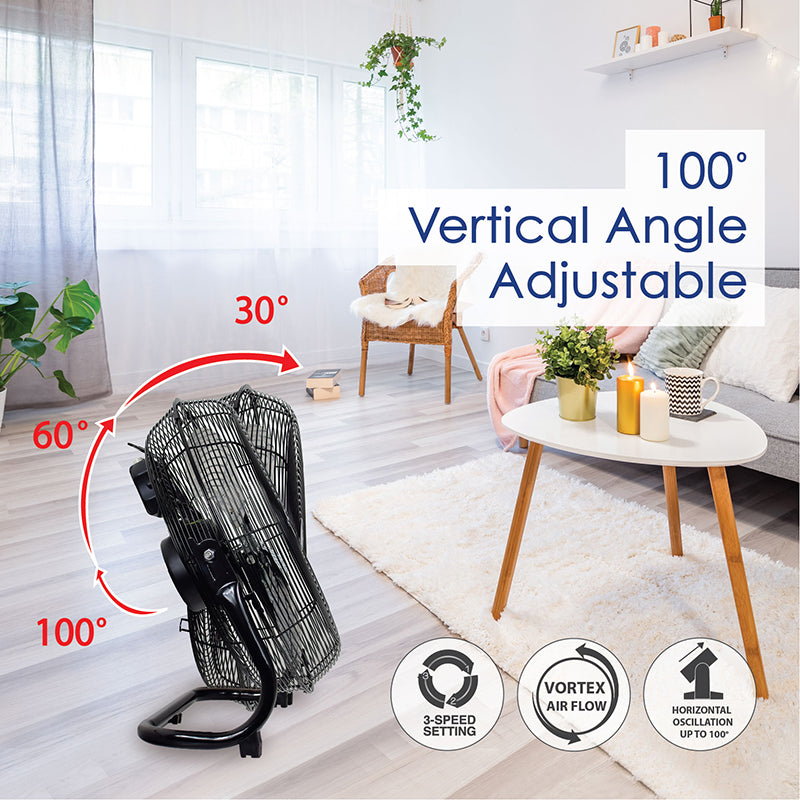 iFan 16" High Velocity Fan – Metal Blades, Vortex Air Flow, Adjustable Tilt, Durable, Overheat Protection, 3-Speed, black, IF1816