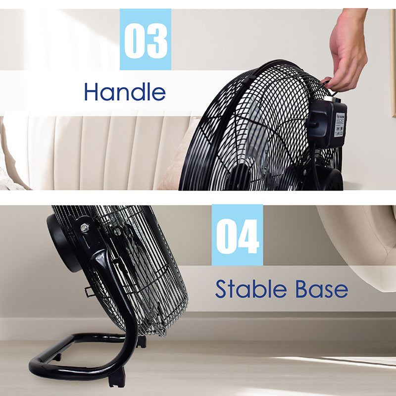 iFan 16" High Velocity Fan – Metal Blades, Vortex Air Flow, Adjustable Tilt, Durable, Overheat Protection, 3-Speed, black, IF1816