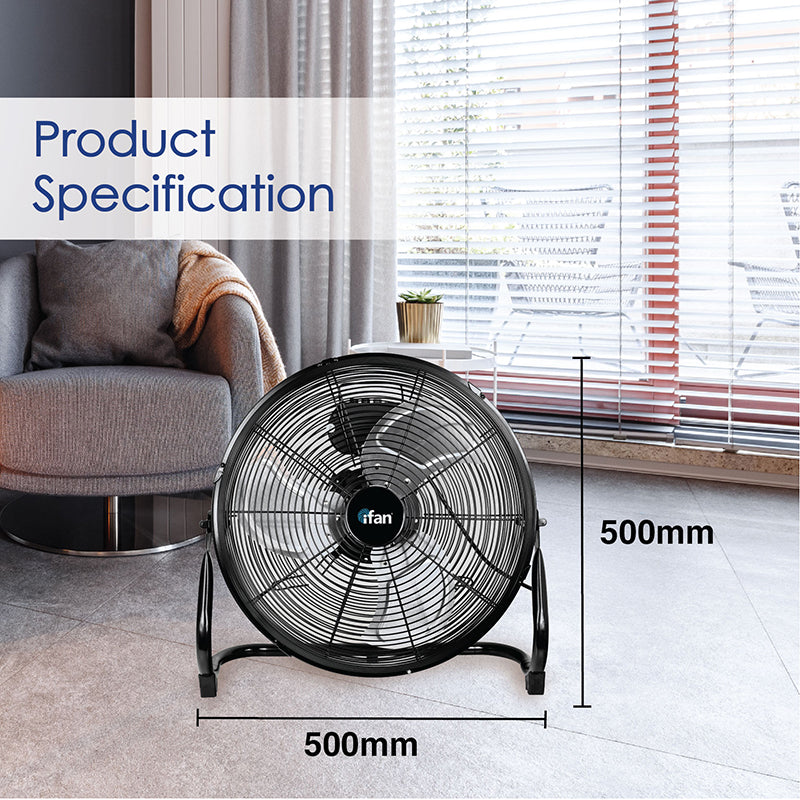 iFan 16" High Velocity Fan – Metal Blades, Vortex Air Flow, Adjustable Tilt, Durable, Overheat Protection, 3-Speed, black, IF1816
