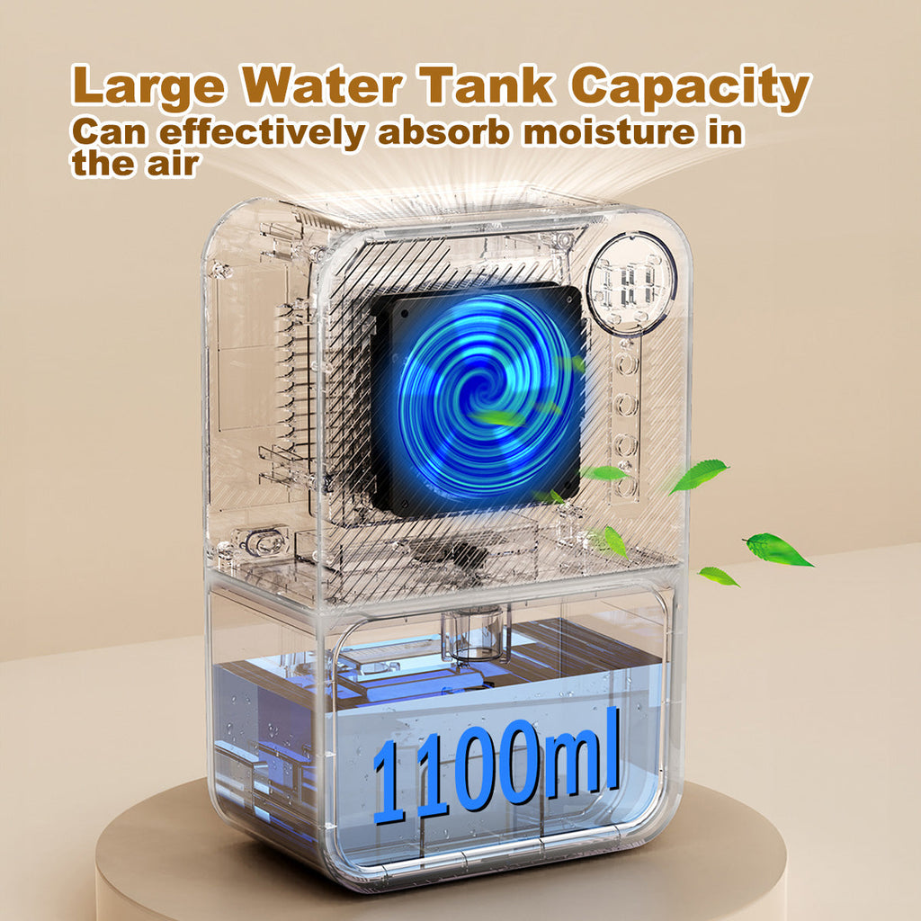 iFan 1.1L Electric Mini Dehumidifier Thirsty Hippo – Full Tank Auto OFF, Humidity Display, 7 LED, Timer, quiet, white, IF3252