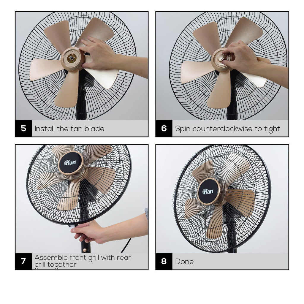 iFan 16" Stand Fan – 5 Blades, Turbo Fan, Vortex Airflow, Adjustable Tilt, Oscillation, Energy-saving, 3-Speed, black, IF401