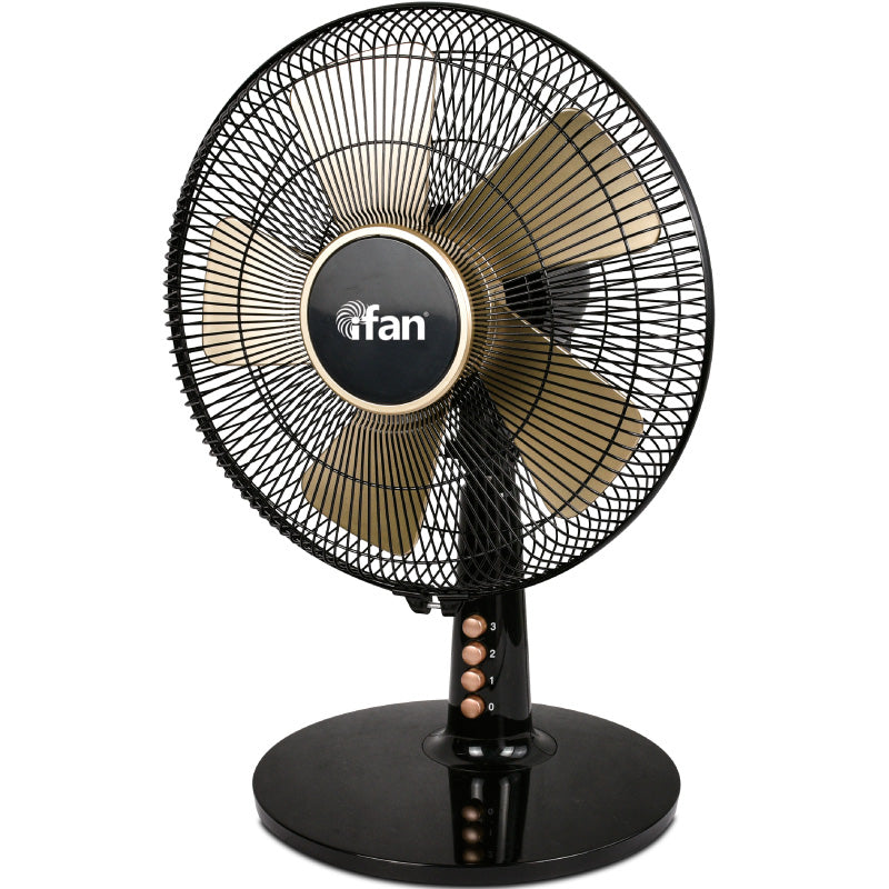 iFan 12” Desk Fan – 5 Blades, Turbo Fan, Vortex Airflow, Adjustable Tilt, Oscillation, Energy-saving, 3-Speed, black, IF403