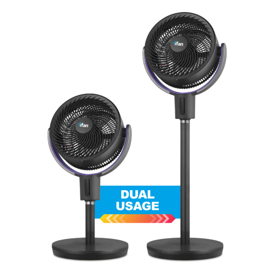 [CLIMATE VOUCHER $400] iFan 9” DC Motor Stand Fan – Remote Control, 180° Tilt, Oscillation, Timer, 3-Adjustable Height, LED Screen, Touch Control, 36-Speed, grey, IF7456