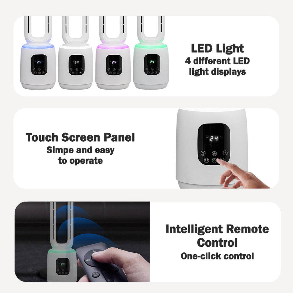 [CLIMATE VOUCHER $400] iFan DC Bladeless Tower Fan – Remote Control, Oscillation, Timer, LED Lamp, Touch-screen, 3 Modes, 24-Speed, IF7463
