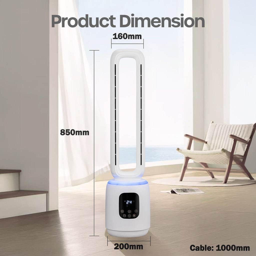 [CLIMATE VOUCHER $400] iFan DC Bladeless Tower Fan – Remote Control, Oscillation, Timer, LED Lamp, Touch-screen, 3 Modes, 24-Speed, IF7463