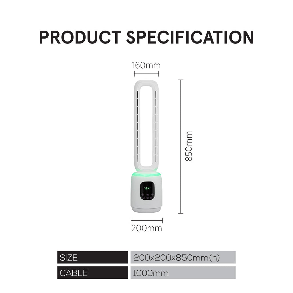 [CLIMATE VOUCHER $400] iFan DC Bladeless Tower Fan – Remote Control, Oscillation, Timer, LED Lamp, Touch-screen, 3 Modes, 24-Speed, IF7463