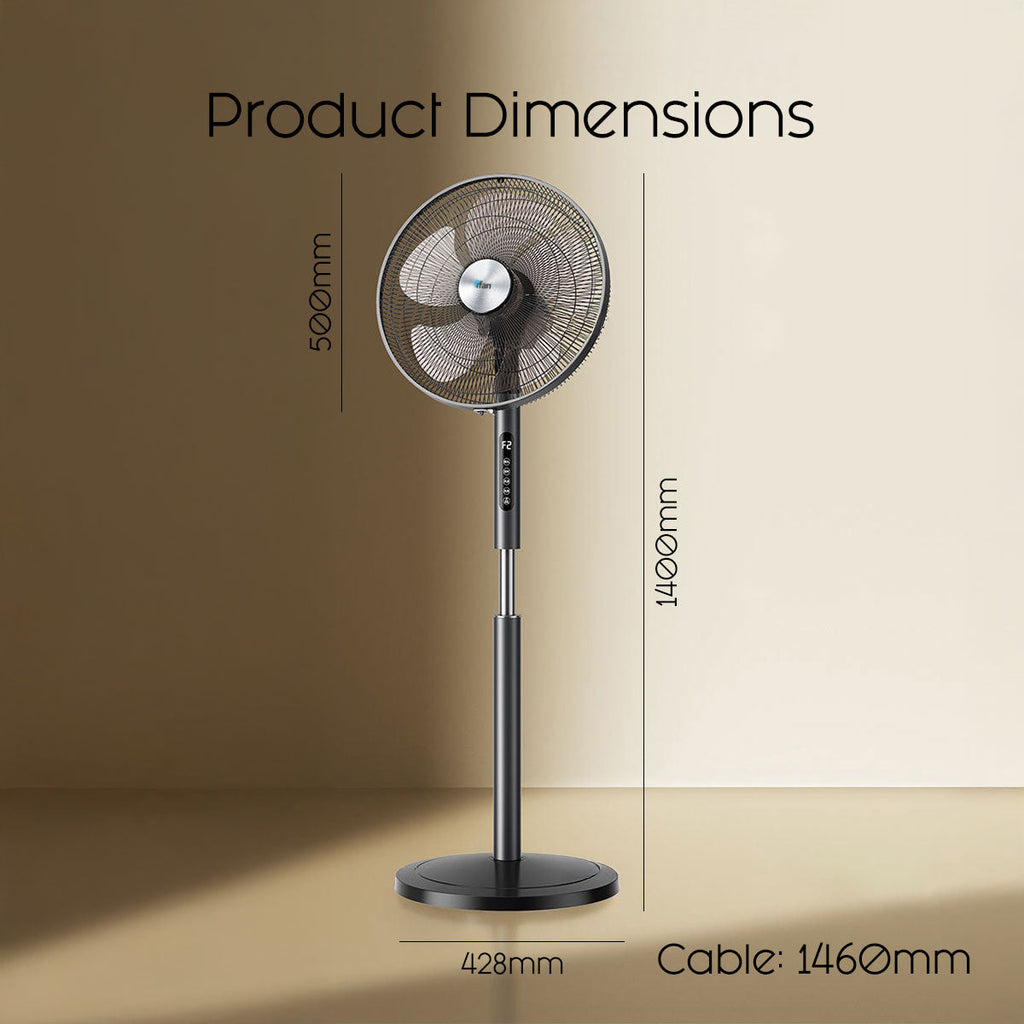 [CLIMATE VOUCHER $400] iFan 18” DC Motor Stand Fan – Remote Control, Adjustable Height & Tilt, Oscillation, Timer, LED Screen, Touch Control, 24-Speed, grey, IF7468
