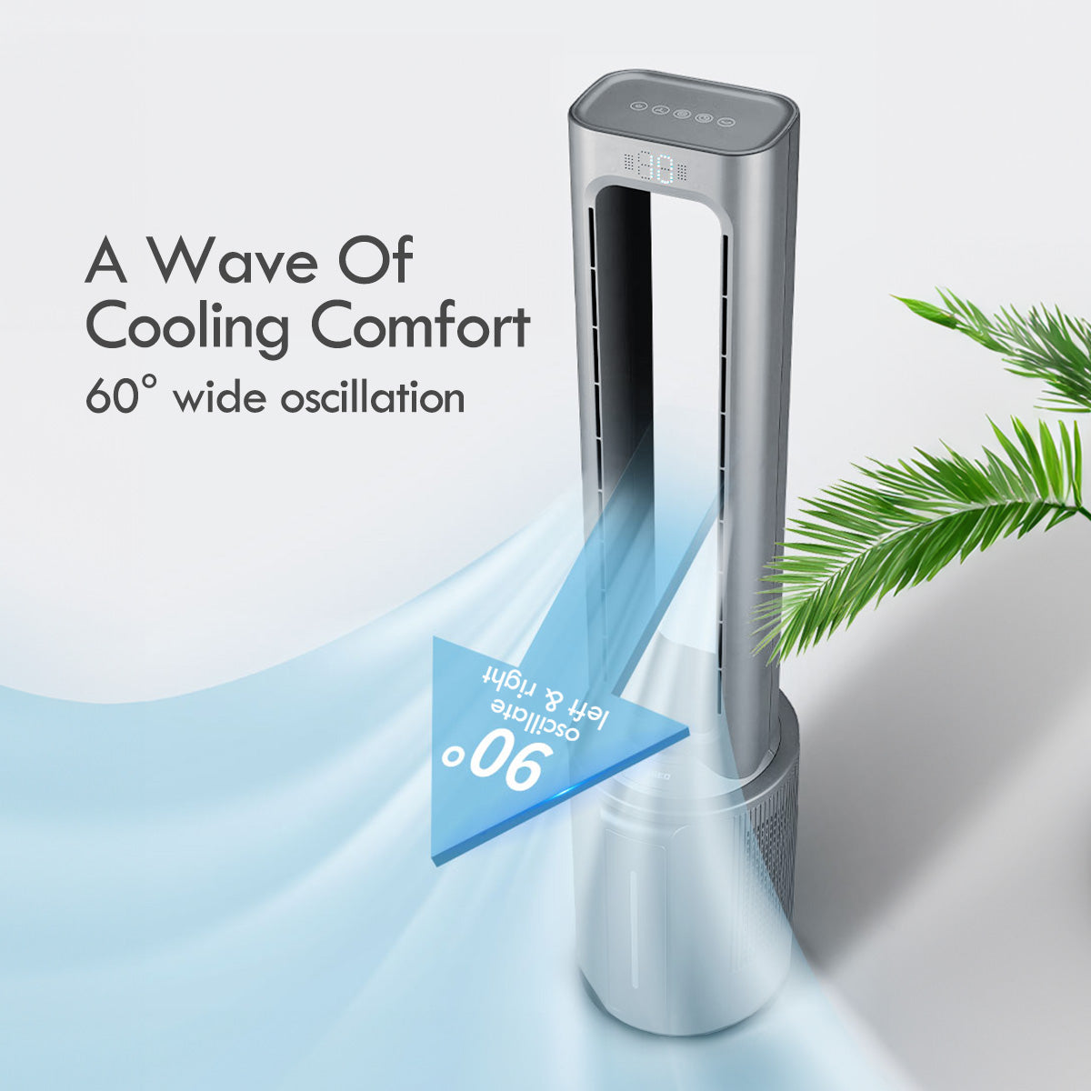 [CLIMATE VOUCHER $400] iFan DC Bladeless Tower Fan -Remote Control, Oscillation, Timer, LED Lamp, grey, IF7477