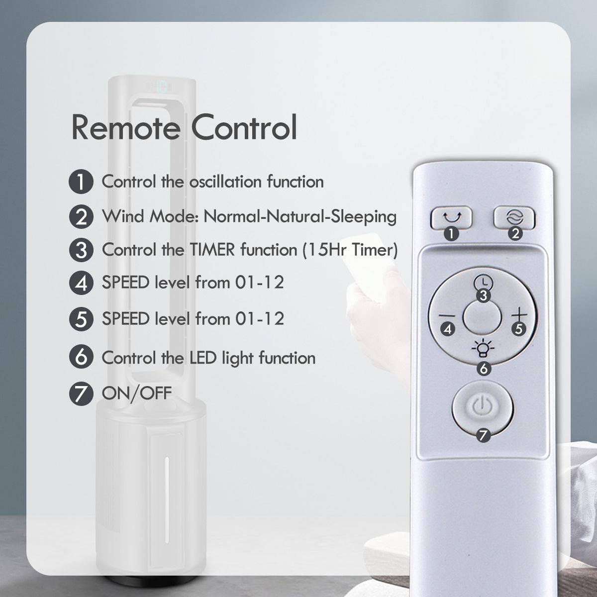 [CLIMATE VOUCHER $400] iFan DC Bladeless Tower Fan -Remote Control, Oscillation, Timer, LED Lamp, grey, IF7477