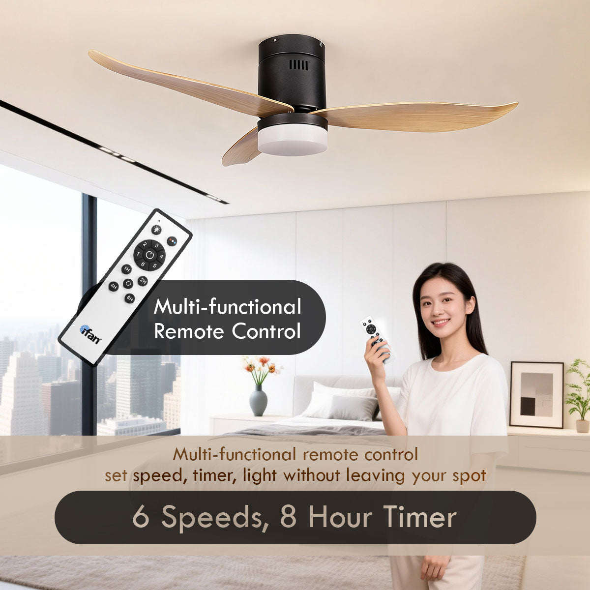 [CLIMATE VOUCHER $400] iFan 46in DC Motor Ceiling Fan | Integrated 3-Colour LED Lights | 6 Speed Selection (IF8346LGWD)