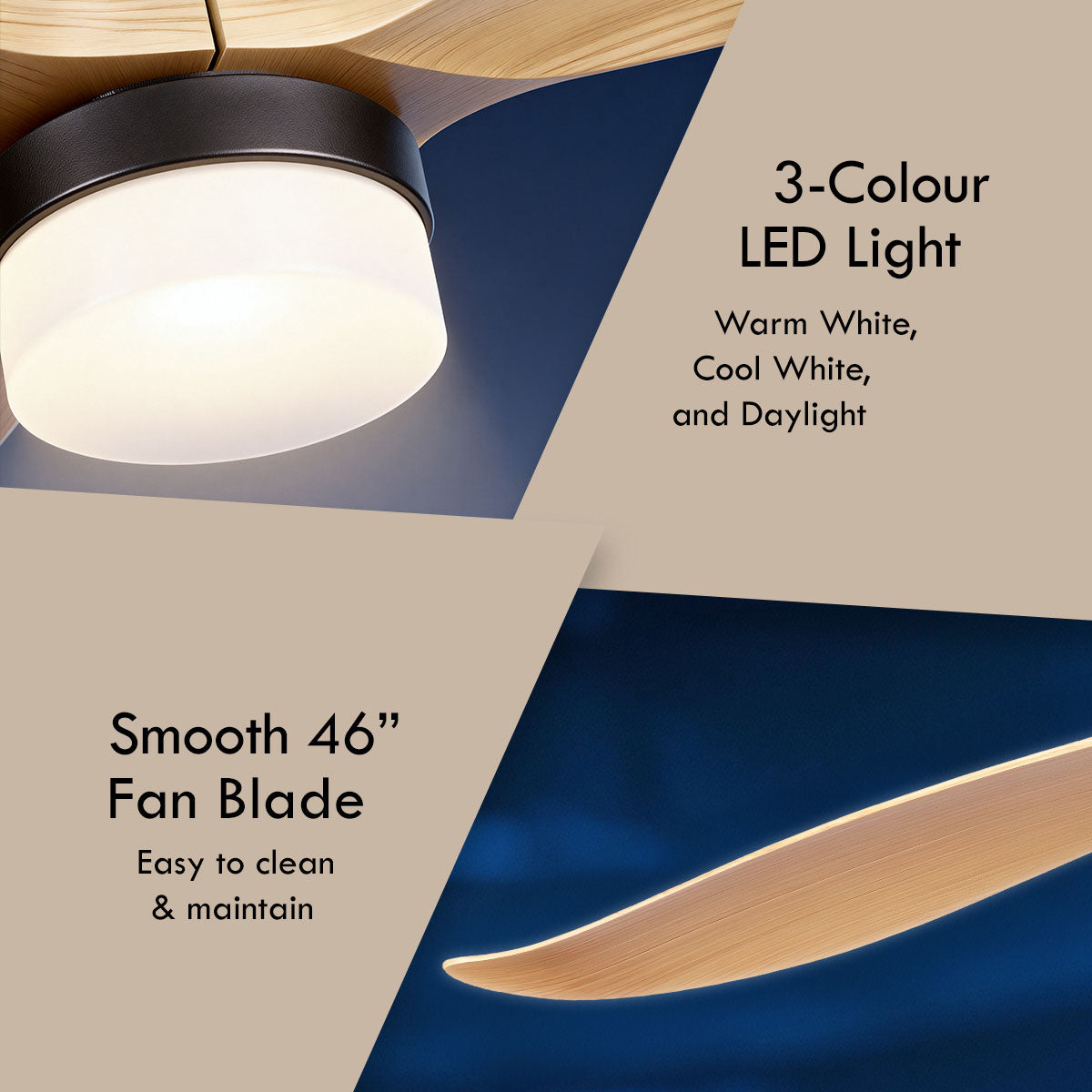 [CLIMATE VOUCHER $400] iFan 46in DC Motor Ceiling Fan | Integrated 3-Colour LED Lights | 6 Speed Selection (IF8346LGWD)