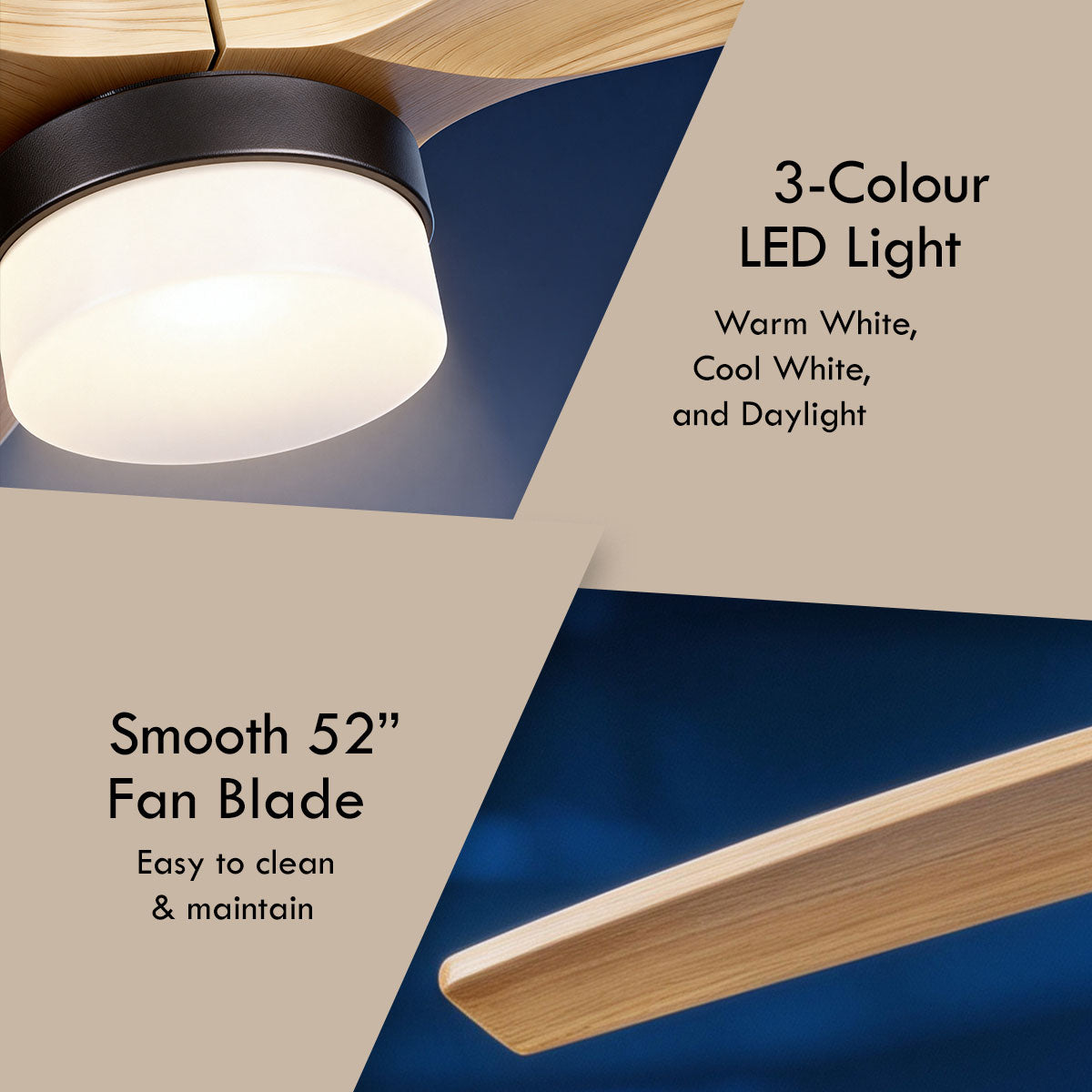 [CLIMATE VOUCHER $400] iFan 52in DC Motor Ceiling Fan | Integrated 3-Colour LED Lights | 6 Speed Selection (IF8352DGWD)