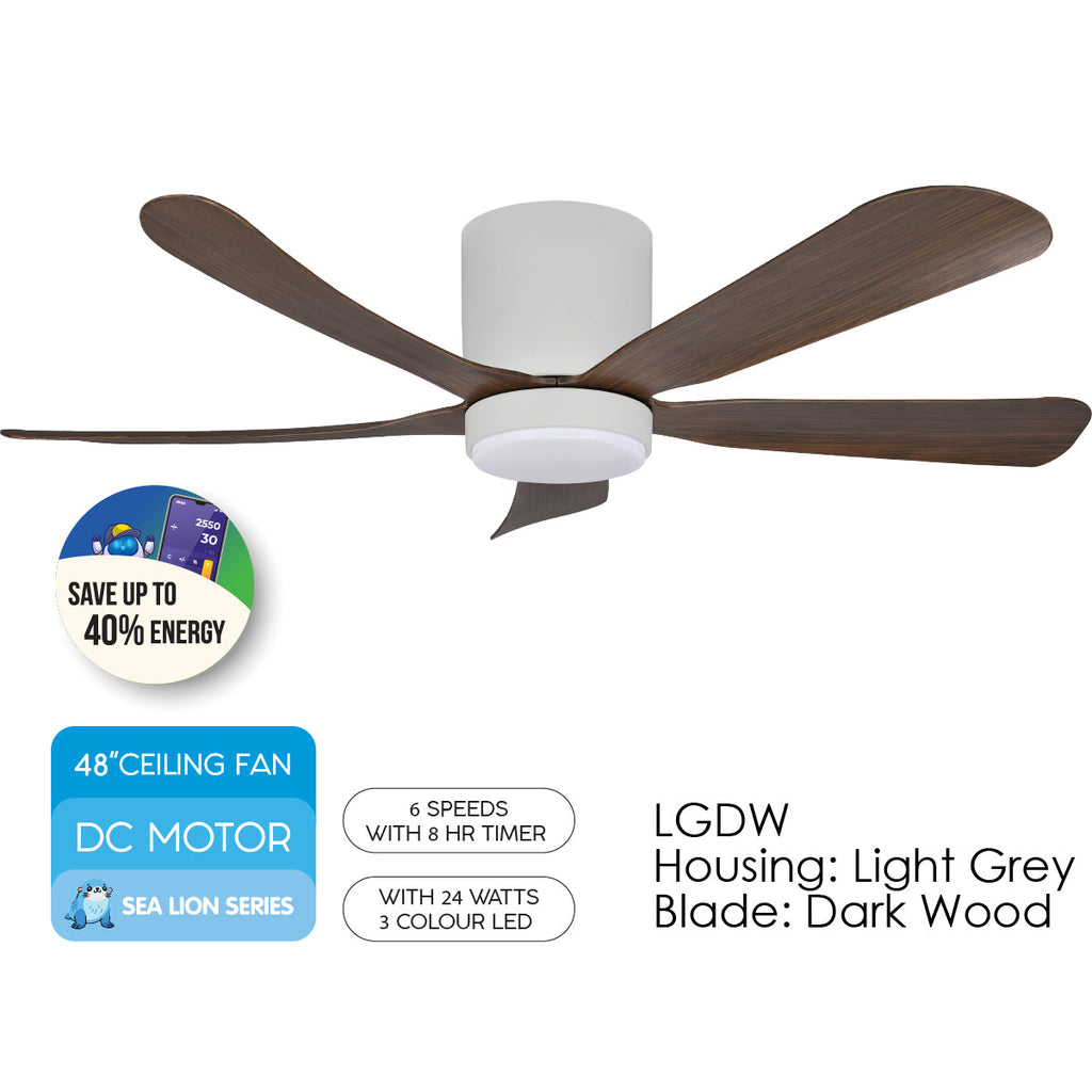 [CLIMATE VOUCHER $400] iFan 48in DC Motor Ceiling Fan | 5 Blades | Dimmable Lights | 6 Speed Selection (IF8548LGDW)