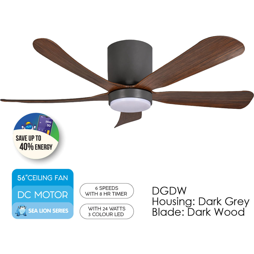 [CLIMATE VOUCHER $400] iFan 56in DC Motor Ceiling Fan | 5 Blades | Dimmable Lights | 6 Speed Selection (IF8556DGDW)