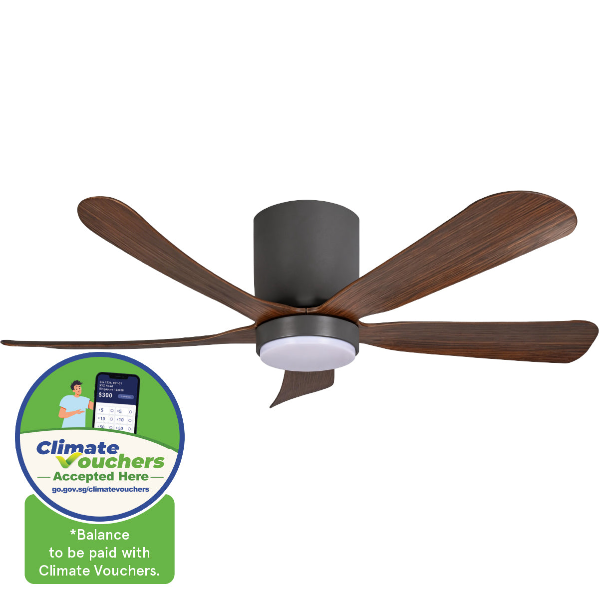[CLIMATE VOUCHER $400] iFan 56in DC Motor Ceiling Fan | 5 Blades | Dimmable Lights | 6 Speed Selection (IF8556DGDW)