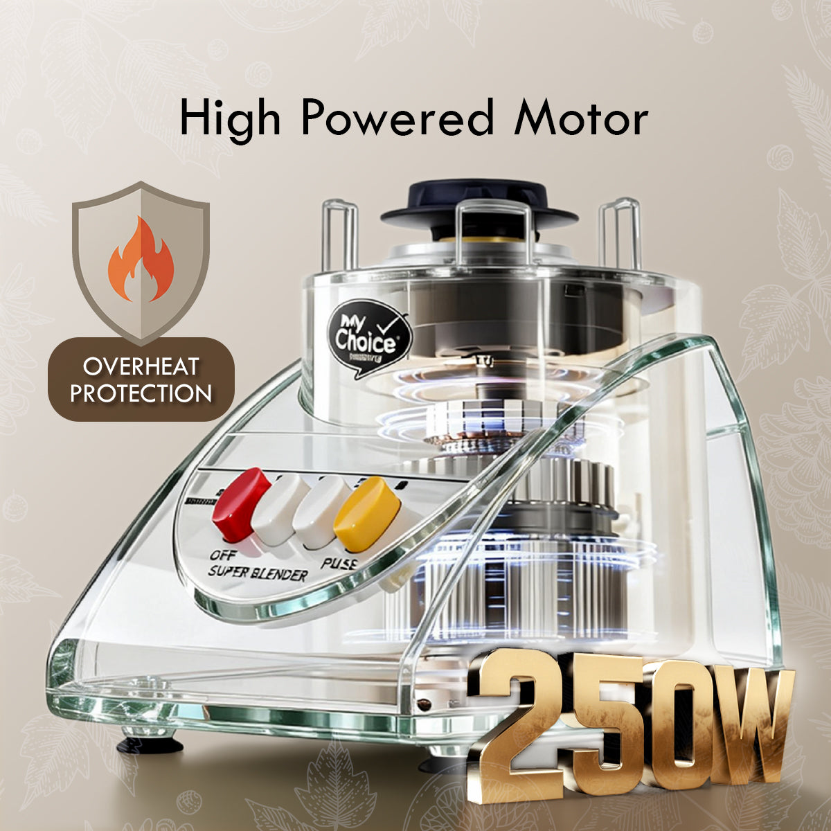 My Choice Glass Jug Blender with Dry Food Mill (MC168)