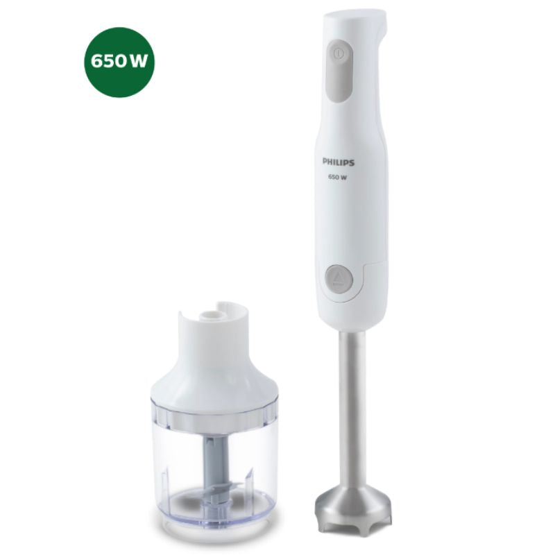 Philips 650W White Hand Blender with Detachable Steel Rod and Compact Chopper - HL1600/02