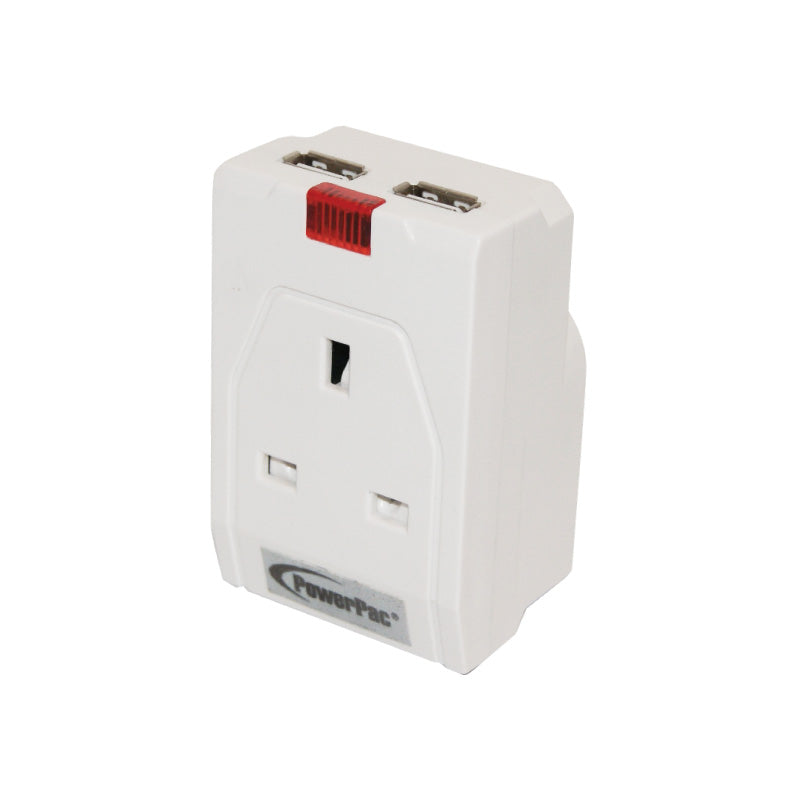 USB Charger with 3 Pin Adapter, 2 X USB Single Port, up to 2100mA 5VDC (PP010U)