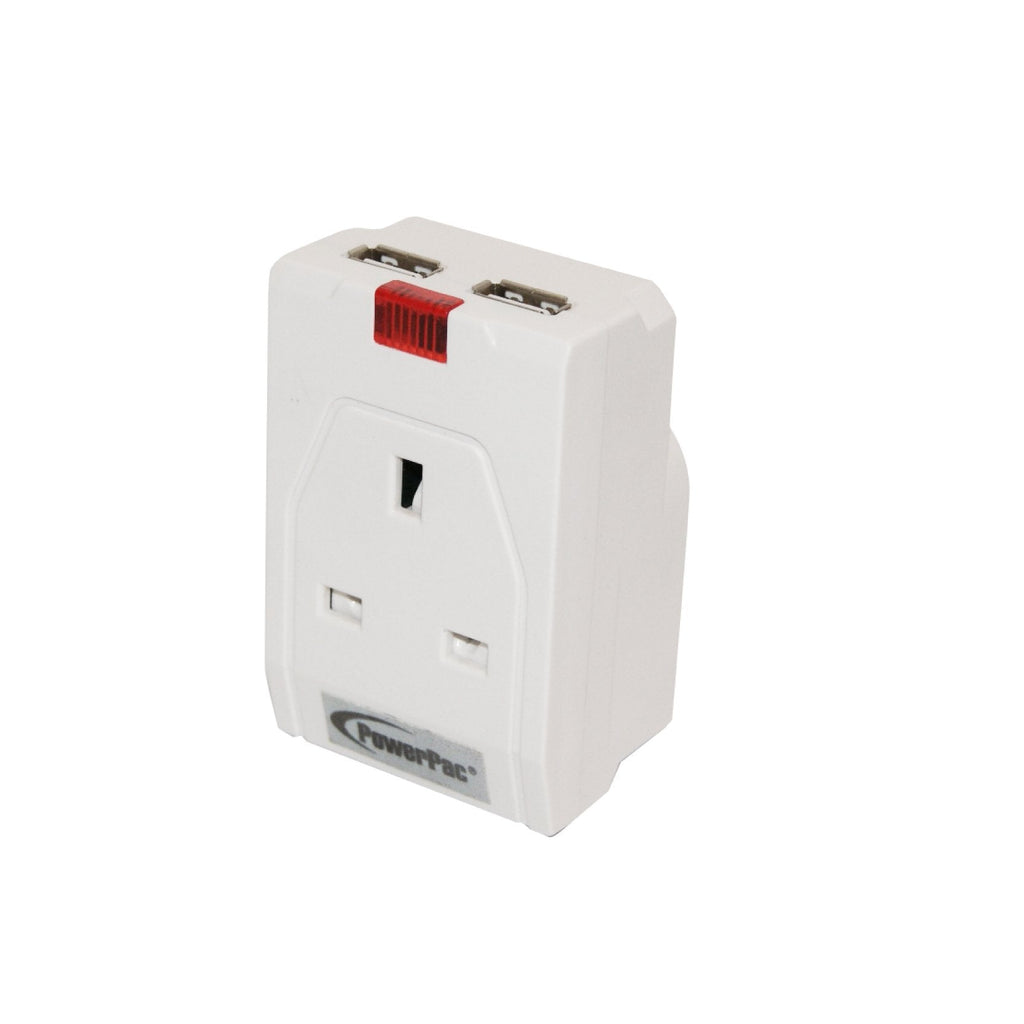 USB Charger with 3 Pin Adapter, 2 X USB Single Port, up to 2100mA 5VDC (PP010U)