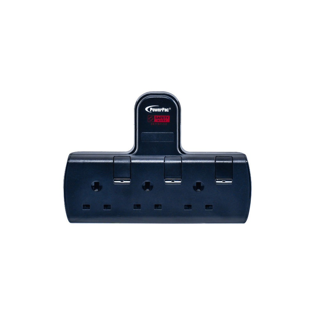 Multi Plug Extension Adapter with 3 Way adapter, 3 way Socket Adaptor (PP273BK)
