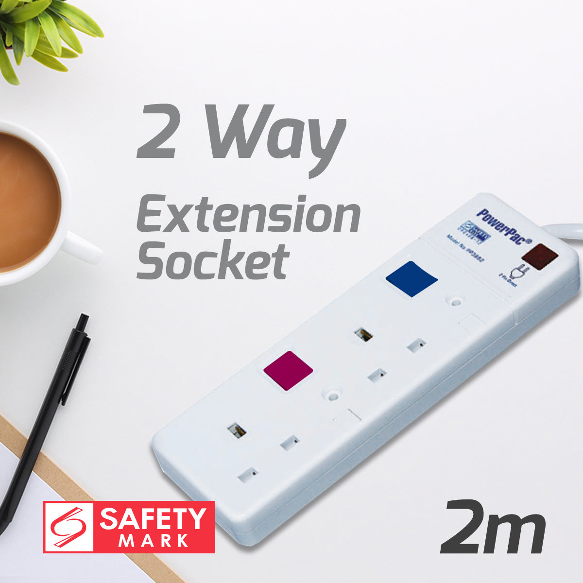 Extension Cord, Extension Socket, Power Cord, Power Extension 2 Metre 2 way (PP3882-2)