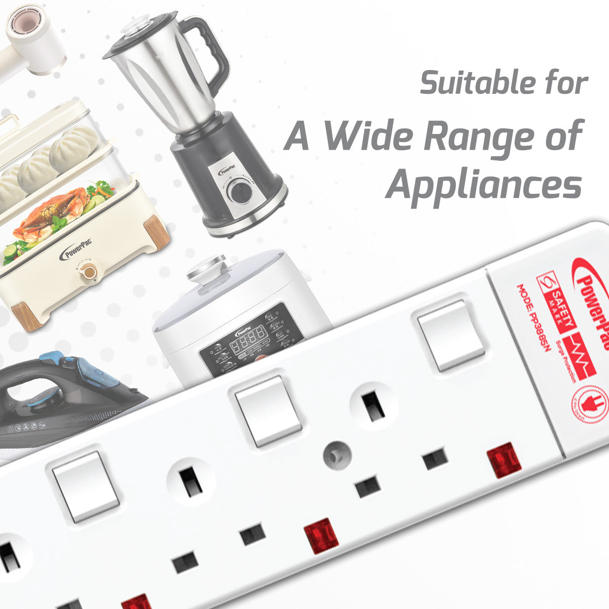 Extension Cord, Extension Socket, Power Cord, Power Extension 3 Metre 5 way (PP3885N)