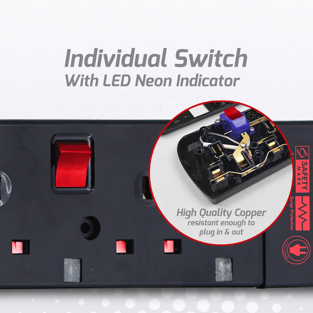 Extension Cord, Extension Socket, Power Cord, Power Extension 3 Metre 6 way (PP3886BK)