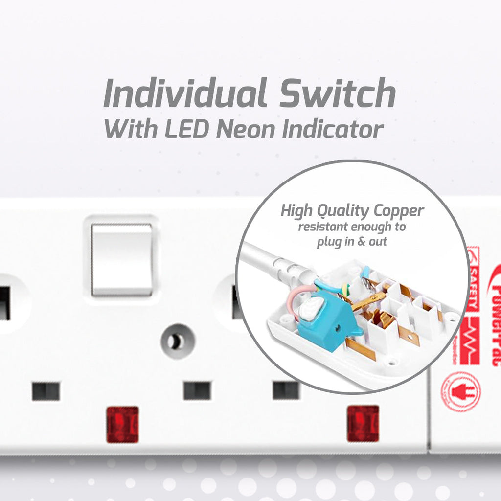 Extension Cord, Extension Socket, Power Cord, Power Extension 3 Metre 6 way (PP3886N)