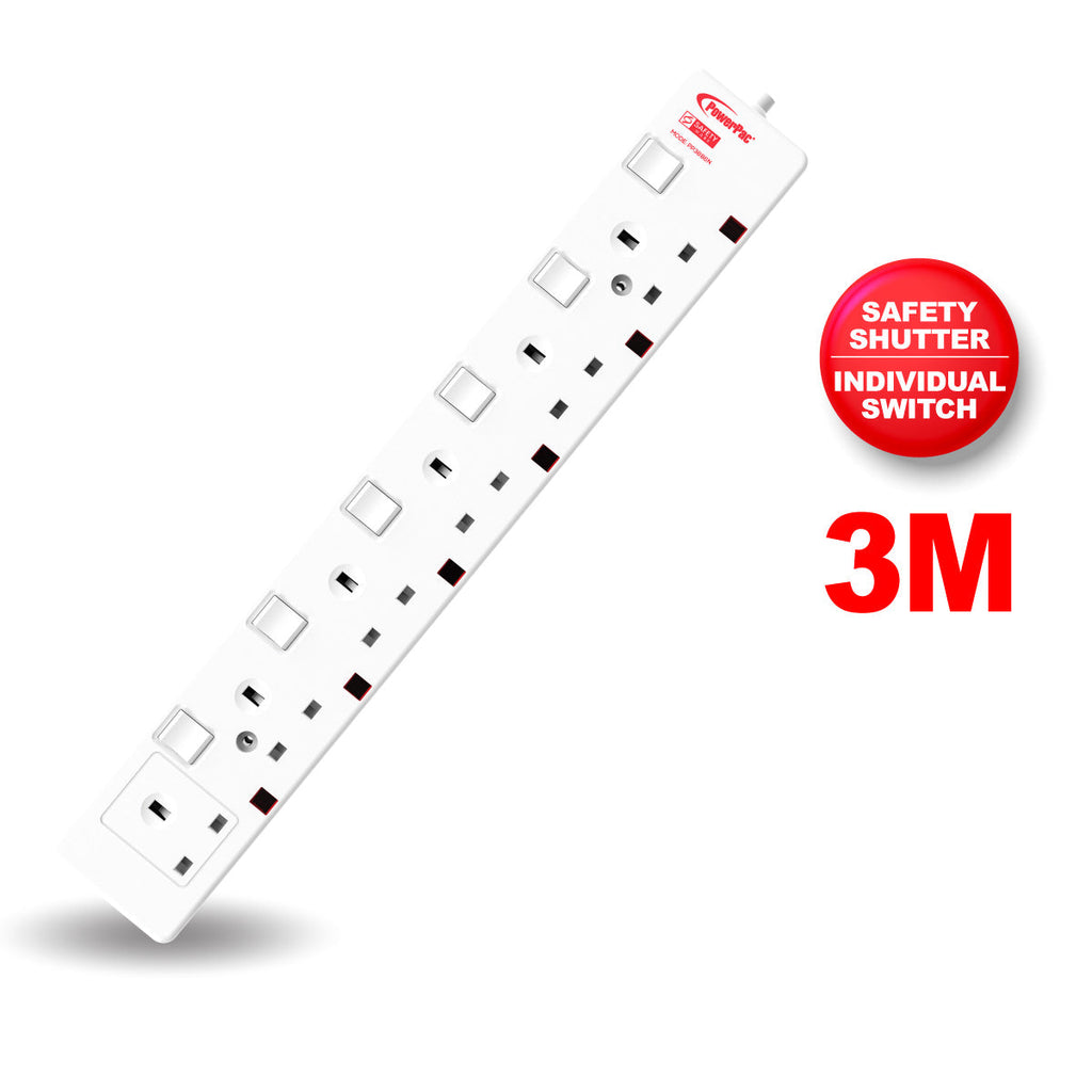 Extension Cord, Extension Socket, Power Cord, Power Extension 3 Metre 6 way (PP3886N)