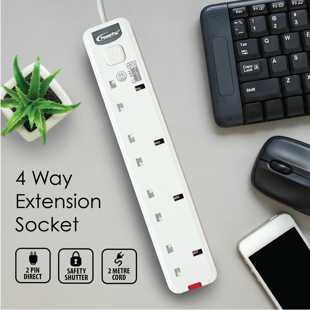 Extension Cord, Extension Socket, Power Cord, Power Extension 2 Metre 4 way (PP468)