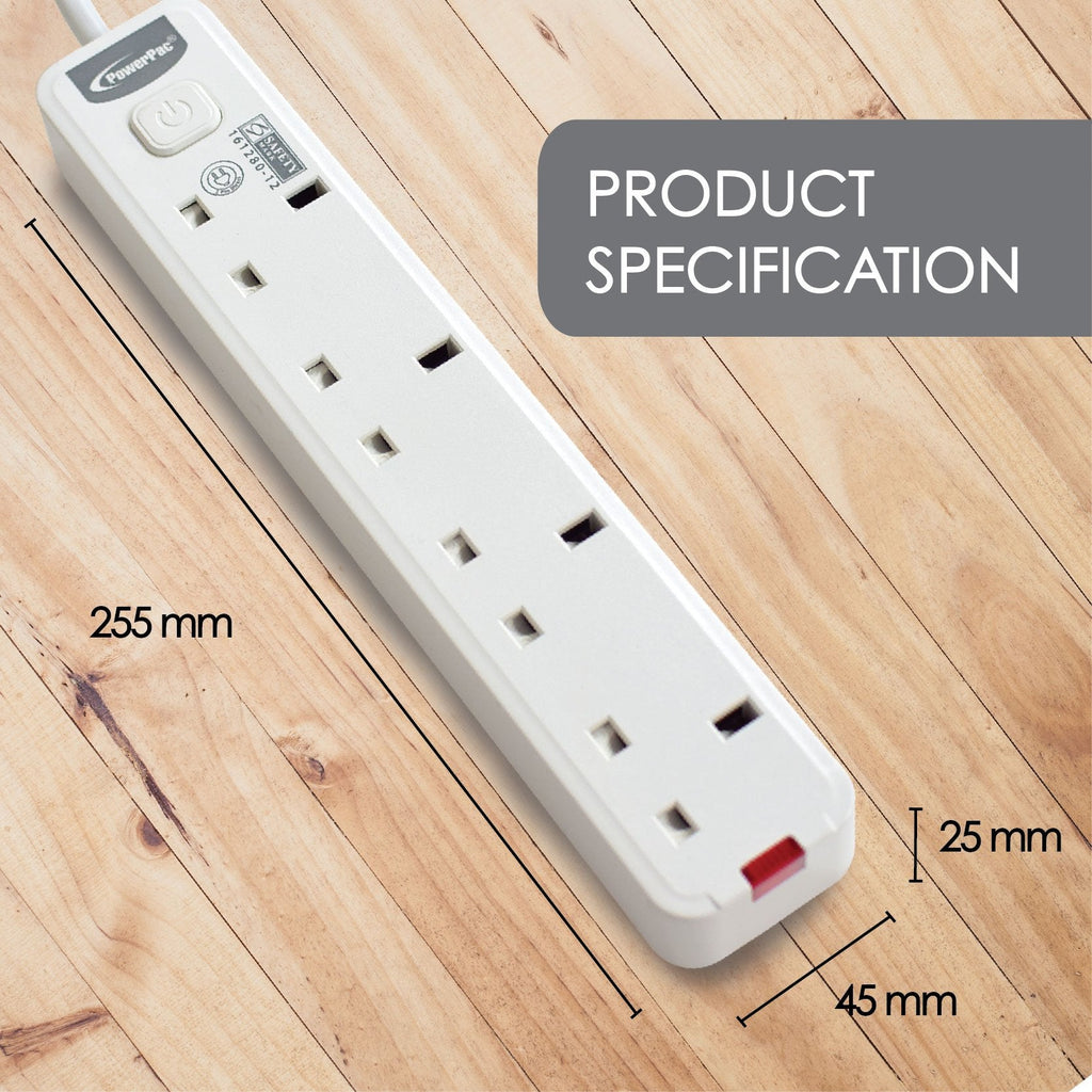Extension Cord, Extension Socket, Power Cord, Power Extension 2 Metre 4 way (PP468)
