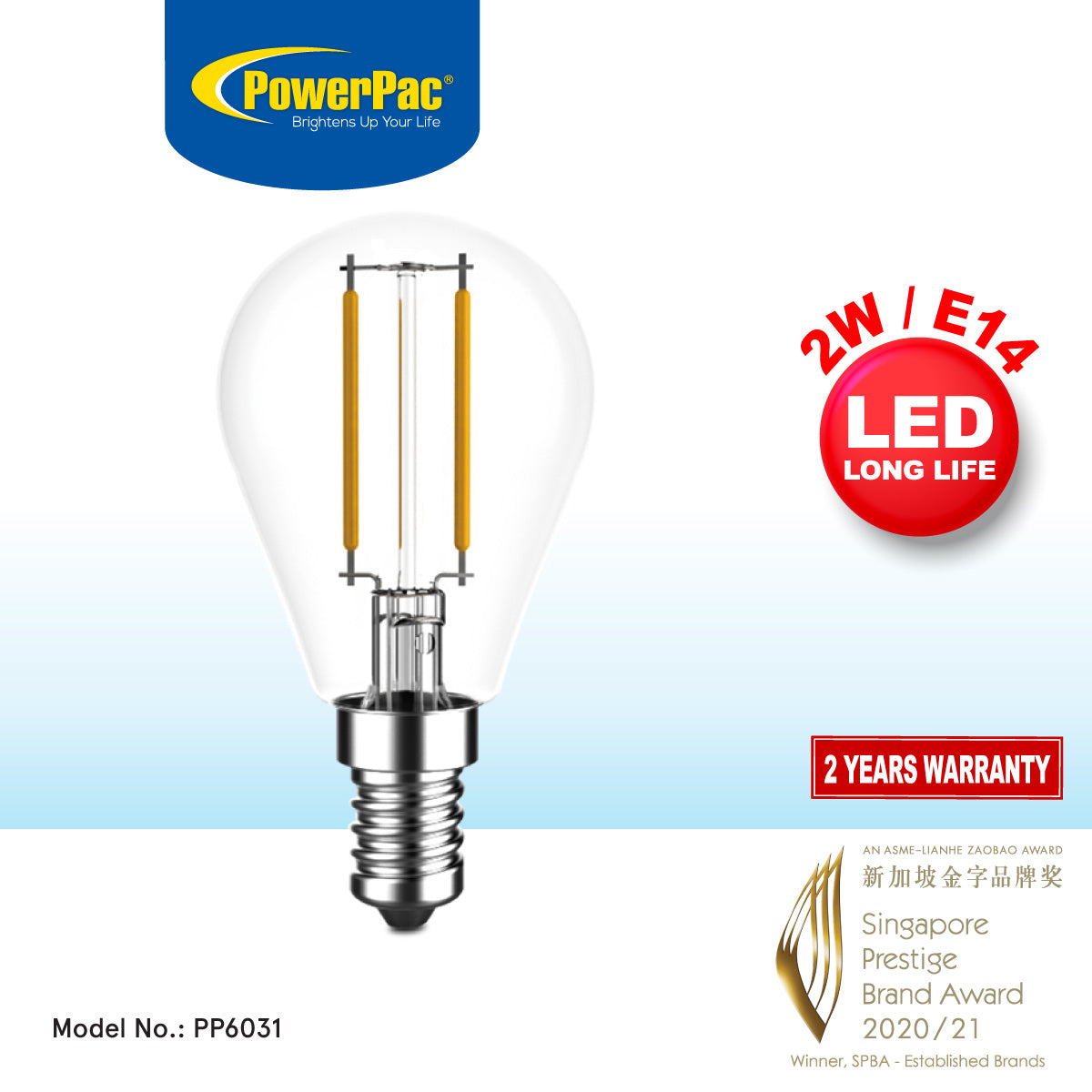 LED Bulb, Ping Pong Bulb, LED Light 2W E14 Warm White (PP6031)