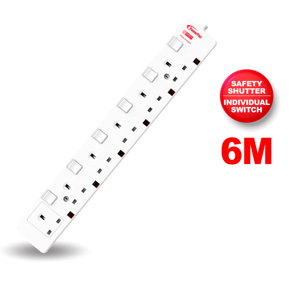 Extension Cord, Extension Socket, Power Cord, Power Extension 6 Metre 6 way (PP6886N)