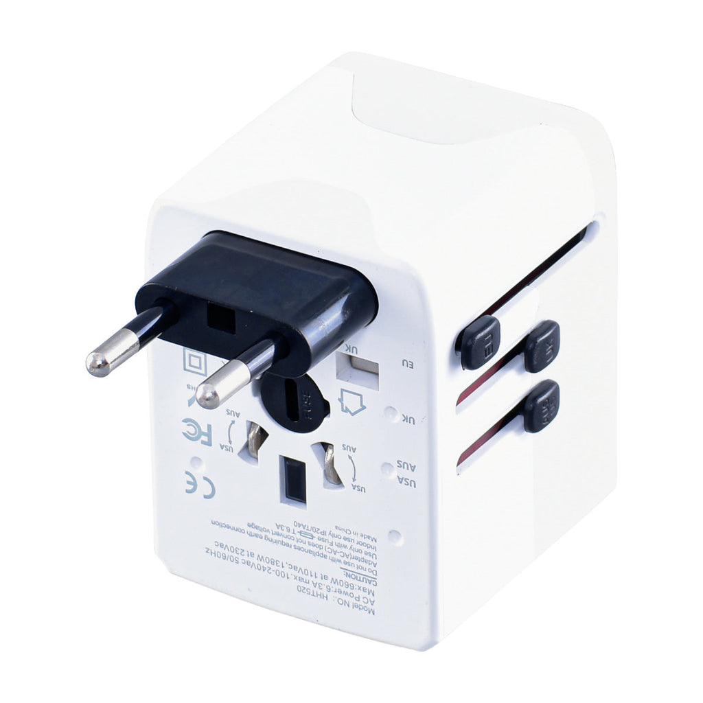 Universal Travel Adapter + USB Smart & Fast Charger – Multi Sockets & Plugs, Neon LED, PP7981WH