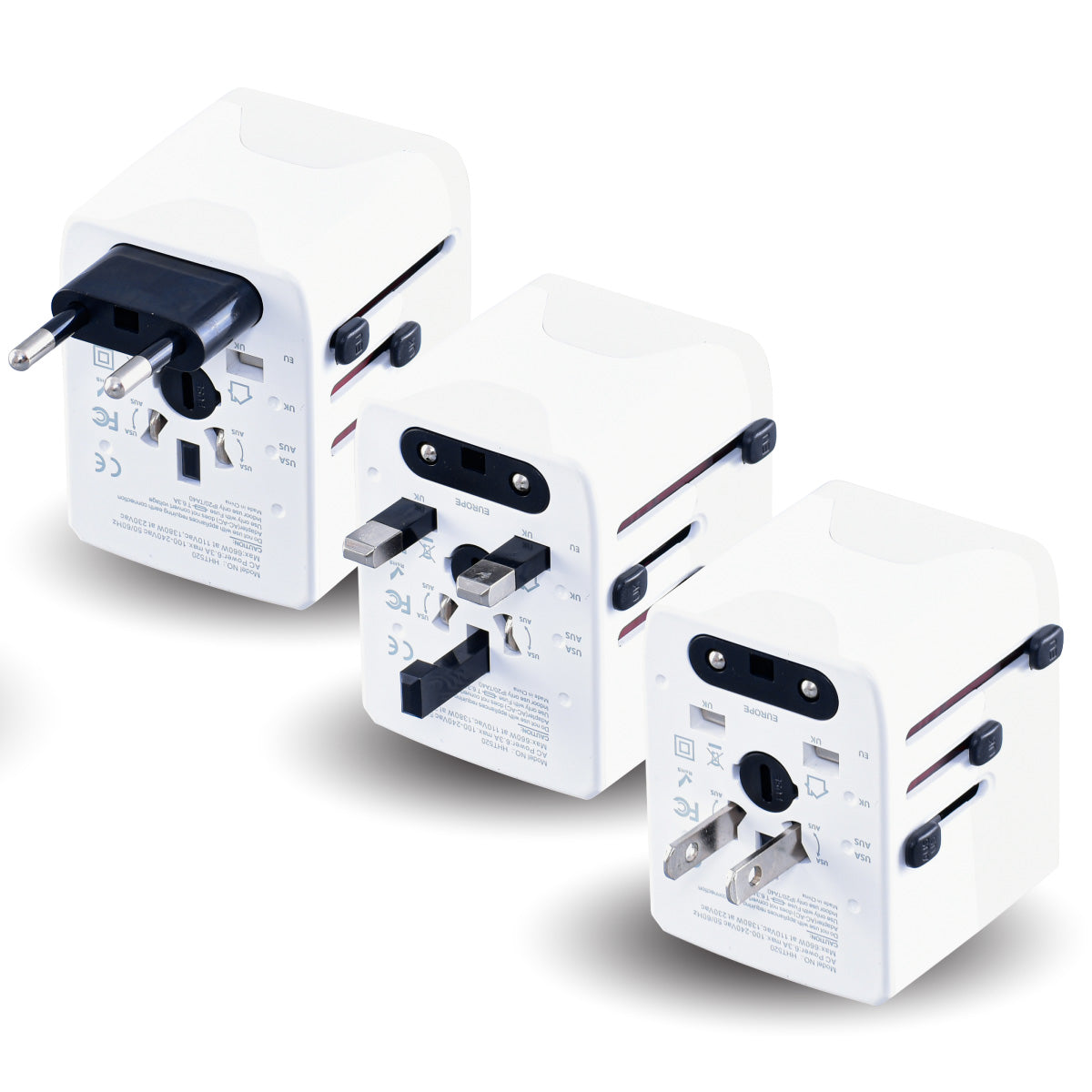 Universal Travel Adapter + USB Smart & Fast Charger – Multi Sockets & Plugs, Neon LED, PP7981WH