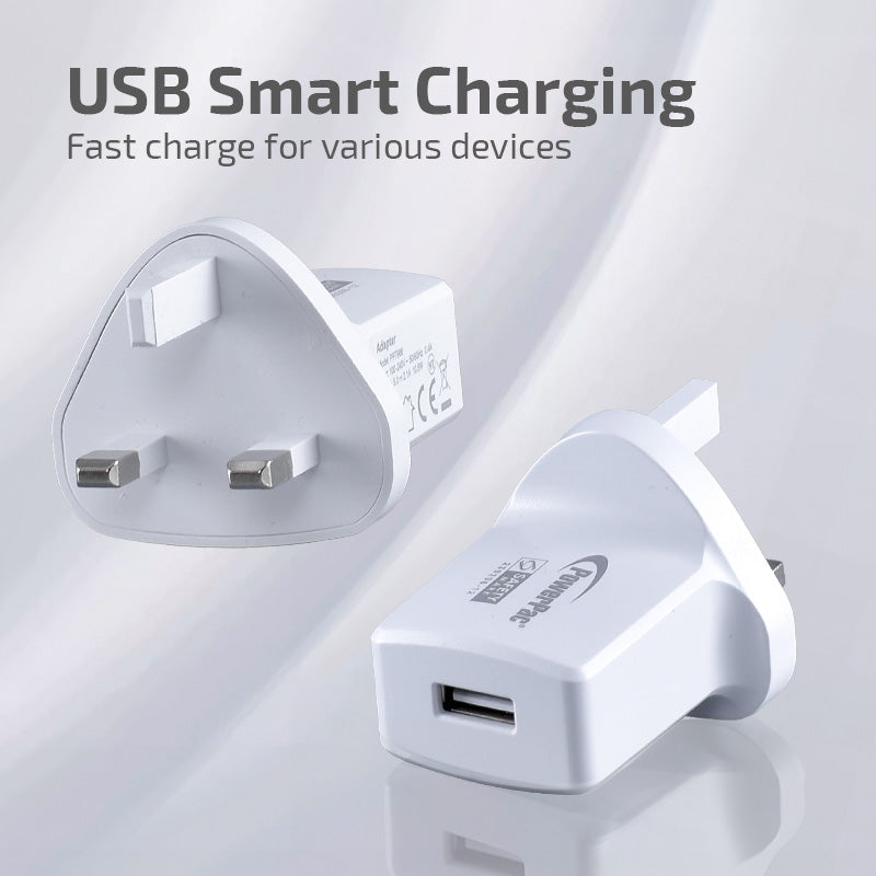 USB Smart Charger - USB-A, Dual Voltage 100-240 AC, 12W, PP7986AWH