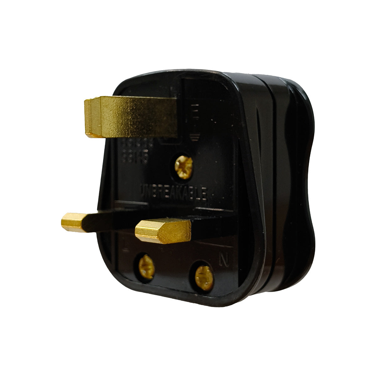 2x 13A 3-Pin Plug – Type G Plug, Fast Blow Fuse, Cable Grip & Wiring Diagram, solid brass pins, normal use, PP8001BK
