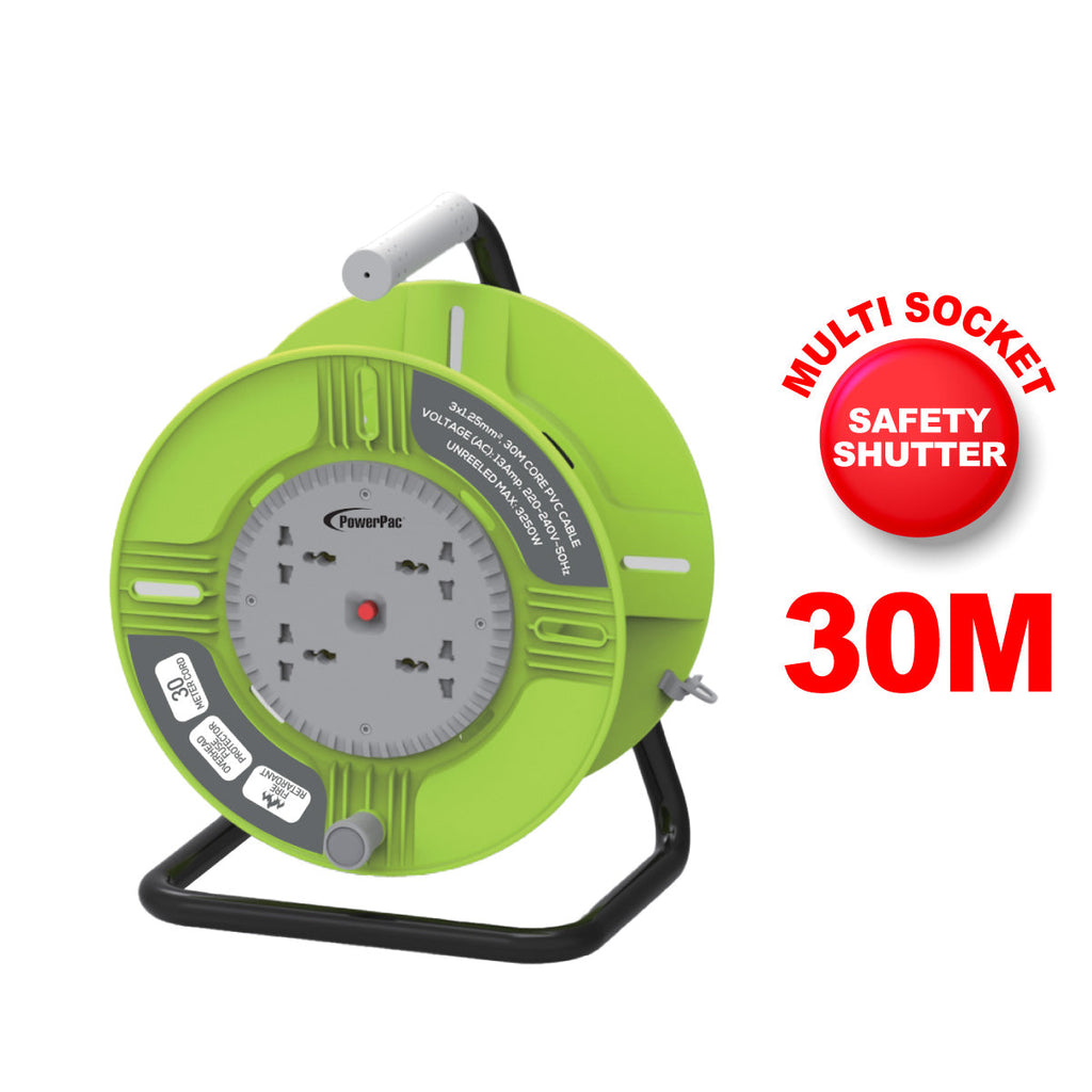 Cable Reel 30M Portable Cable Reel, Extension Socket, Power Reel, Power Cord (PP830)