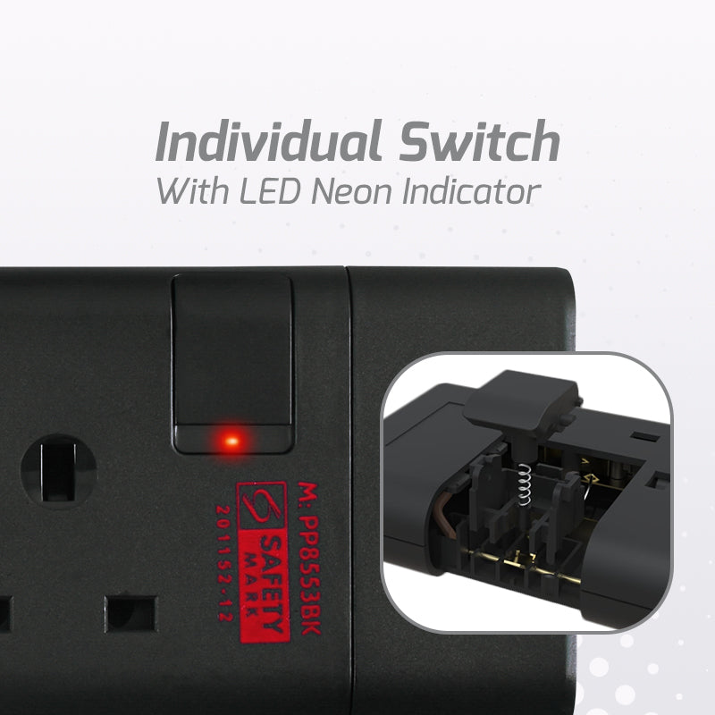 Extension Cord, Extension Socket, Power Cord, Power Extension 3 Meter 3 way (PP8553BK)