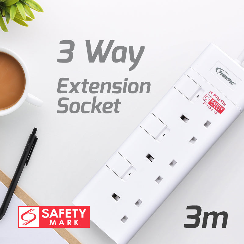 Extension Cord, Extension Socket, Power Cord, Power Extension 3 Metre 3 way (PP8553N)