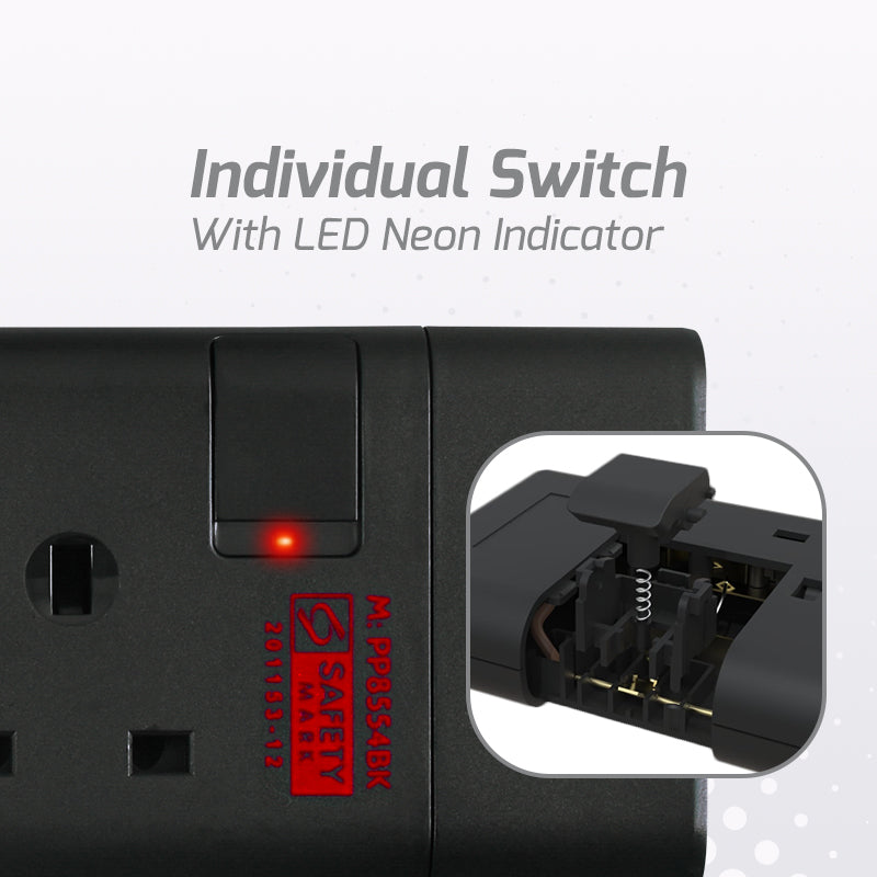 Extension Cord, Extension Socket, Power Cord, Power Extension 3 Meter 4 way (PP8554BK)